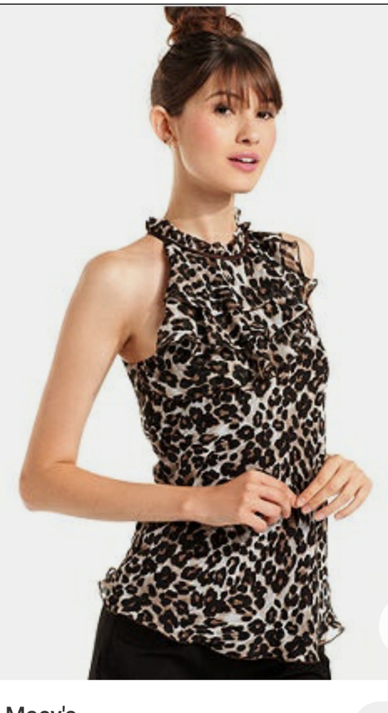 BCX Juniors animal print sleeveless ruffled top